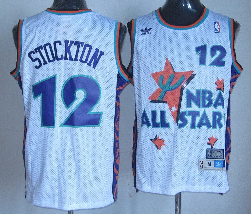 ALL Star 12 Stockton White 1995 m&n Basketball Jerseys