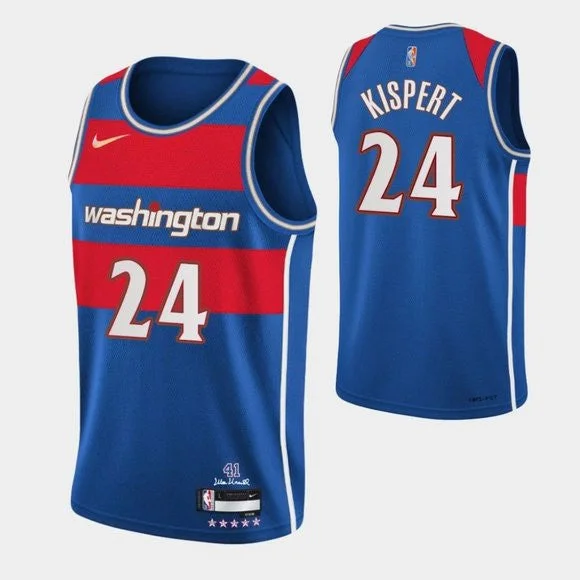 Men's Washington Wizards #24 Corey Kispert 75th Anniversary 2021/2022 Blue City Edition Swingman Stitched Basketball Jersey