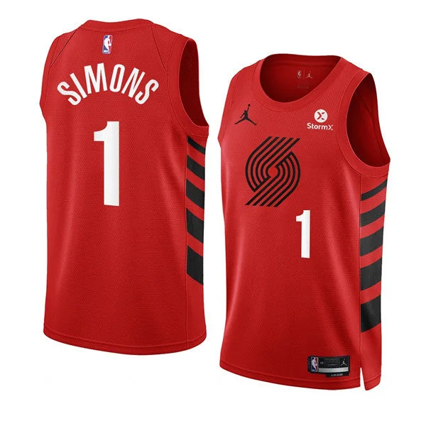 Men's Portland Trail Blazers #1 Anfernee Simons 2022/23 Red Statement Edition Swingman Stitched Basketball Basketball Jersey