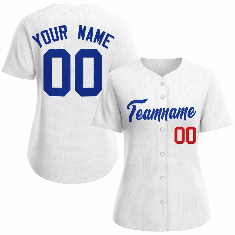 Custom White Royal Classic Style Baseball Jersey for Women