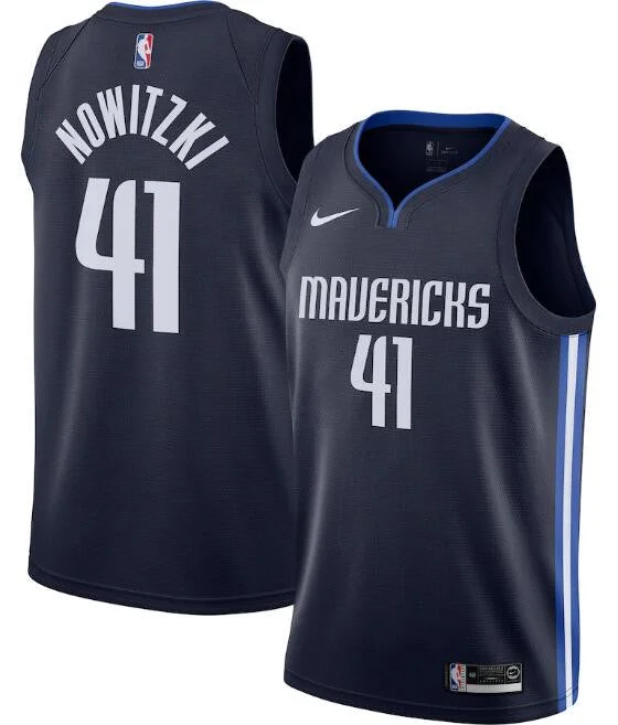 Men's Dallas Mavericks Navy #41 Dirk Nowitzki Statement Edition Stitched Basketball Jersey