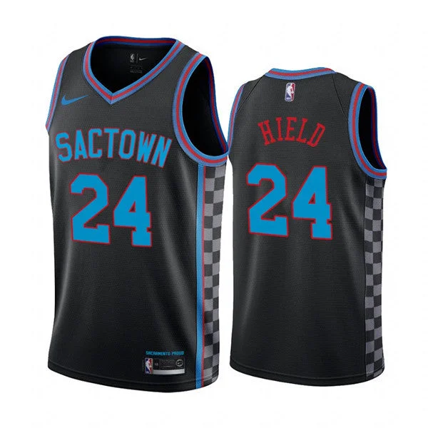 Men's Sacramento Kings Purple #24 Buddy Hield Black City Edition Sactown 2020-21 Stitched Basketball Jersey