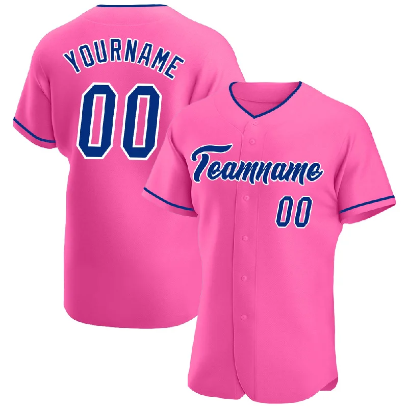 Custom Pink Royal-White Authentic Baseball Jersey