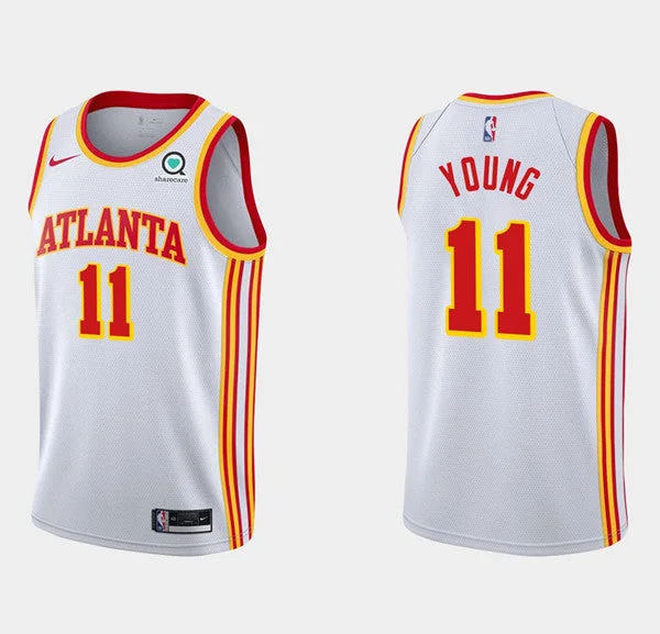 Men's Atlanta Hawks White #11 Trae Young Stitched Basketball Jersey