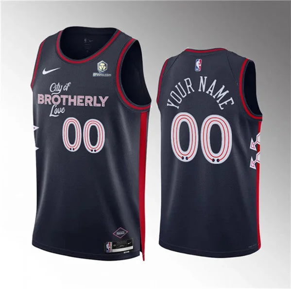 Men's Philadelphia 76ers Active Player Custom Navy 2023/24 City Edition Stitched Basketball Jersey