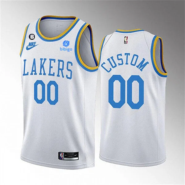 Men's Los Angeles Lakers 2022-23 Active Player Cutom White No.6 Patch Stitched Basketball Basketball Jersey