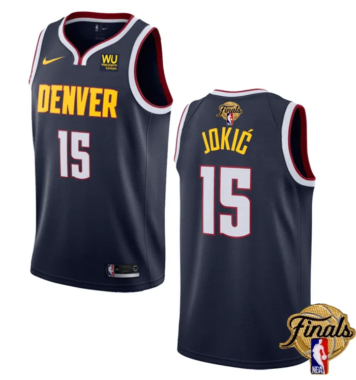 Men's Denver Nuggets #15 Nikola Jokic Navy 2023 Finals Icon Edition Stitched Basketball Basketball Jersey