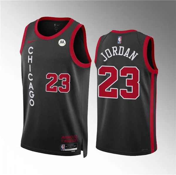 Men's Chicago Bulls #23 Michael Jordan Black 2023/24 City Edition Stitched Basketball Basketball Jersey