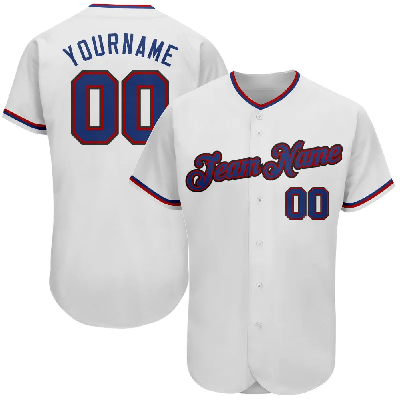 Custom White Royal-Red Authentic Baseball Jersey