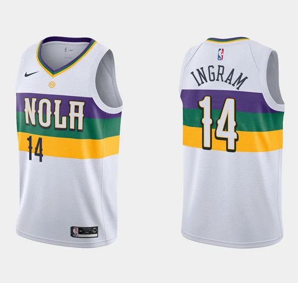 Men's New Orleans Pelicans #14 Brandon Ingram White Stitched Basketball Jersey