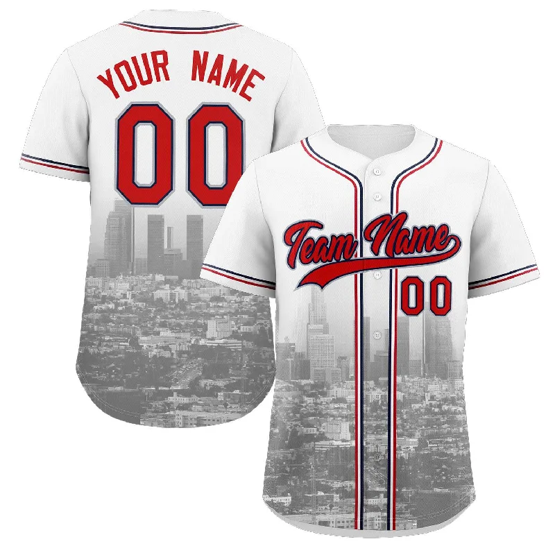 Custom White Red-Navy Los Angeles City Connect Baseball Jersey