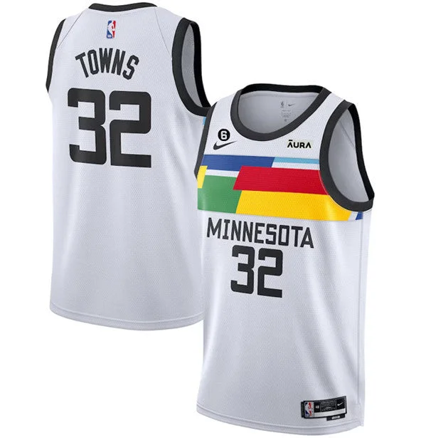 Men's Minnesota Timberwolves #32 Karl-Anthony Towns White 2022/23 City Edition Stitched Basketball Jersey