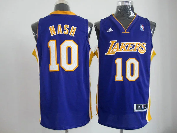 Los Angeles Lakers 10 Nash Purple Cotton Basketball Jerseys