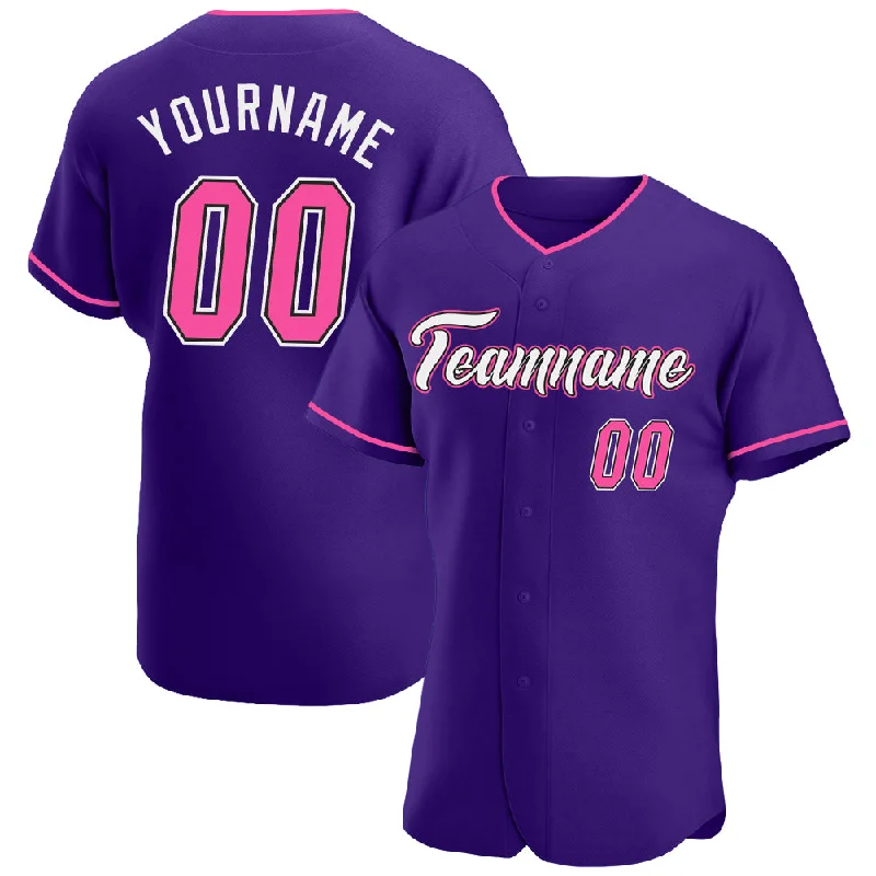 Custom Purple Pink-Black Authentic Baseball Jersey