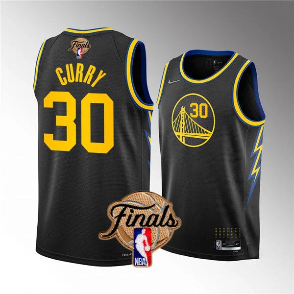 Men's Golden State Warriors #30 Stephen Curry 2022 Black Finals Stitched Basketball Jersey