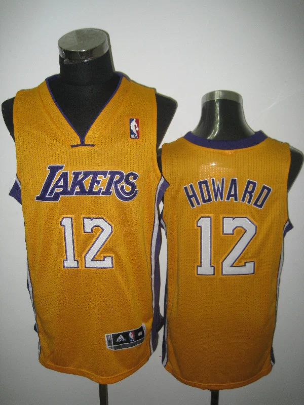 Los Angeles Lakers 12 HOWARD Yellow Mesh Basketball Jerseys