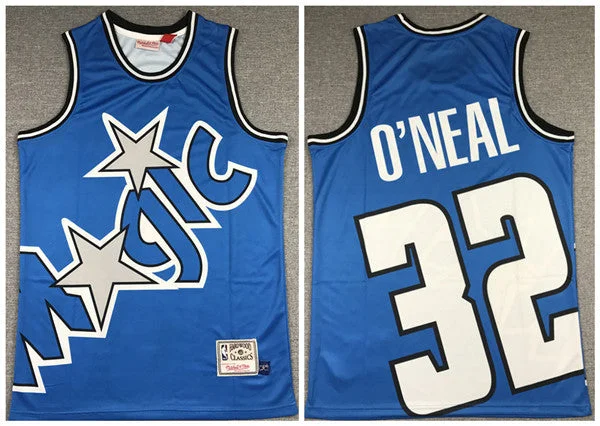 Men's Orlando Magic #32 Shaquille O'Neal Blue Big Face Stitched Basketball Jersey