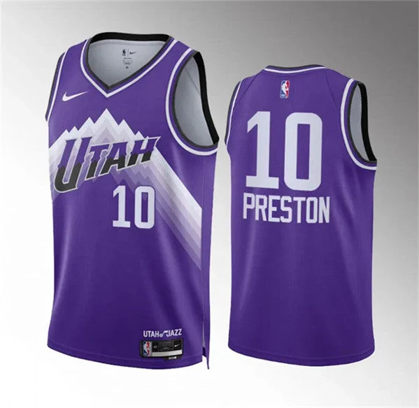 Men's Utah Jazz #10 Jason Preston Purple Classic Edition Stitched Basketball Basketball Jersey