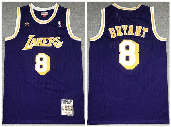 Men's Los Angeles Lakers #8 Kobe Bryant Purple 1998 All Star Throwback Stitched Basketball Jersey