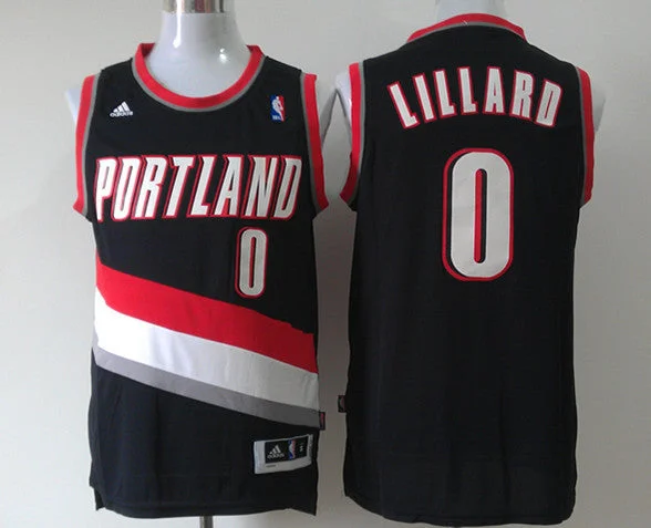 Blazers 0 Lillard Black Basketball Jerseys