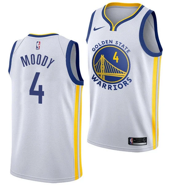 Men's Golden State Warriors #4 Moses Moody White Association Edition Swingman Stitched Basketball Jersey