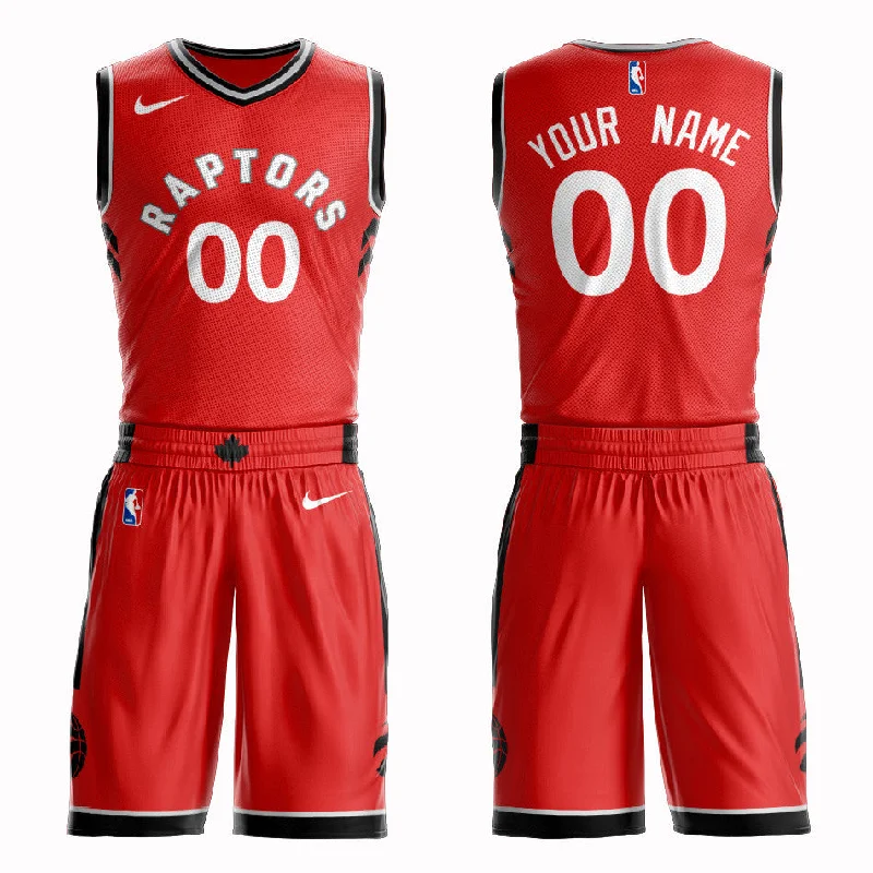 Raptors Red Men's Customized Swingman Basketball Jersey(With Shorts)