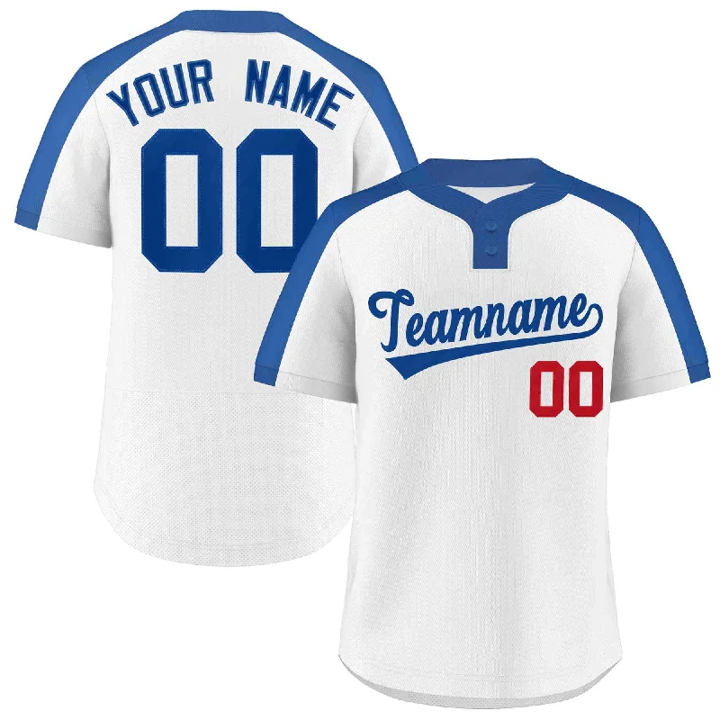 Custom White Royal Classic Style Authentic Two-Button Baseball Jersey