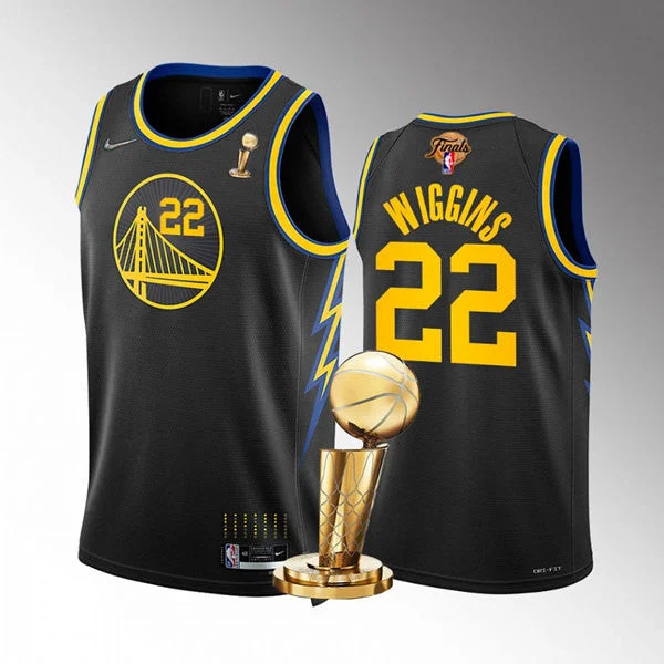 Men's Golden State Warriors #22 Andrew Wiggins Black 2022 Finals Champions Stitched Basketball Jersey