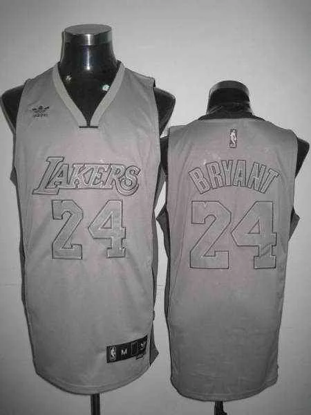 Lakers 24 Kobe Bryant Grey Basketball Jerseys