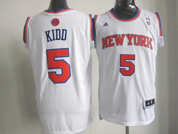 Knicks 5 Kidd White Basketball Jerseys