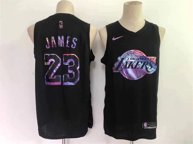 Men's Los Angeles Lakers #23 LeBron James Black Stitched Basketball Basketball Jersey