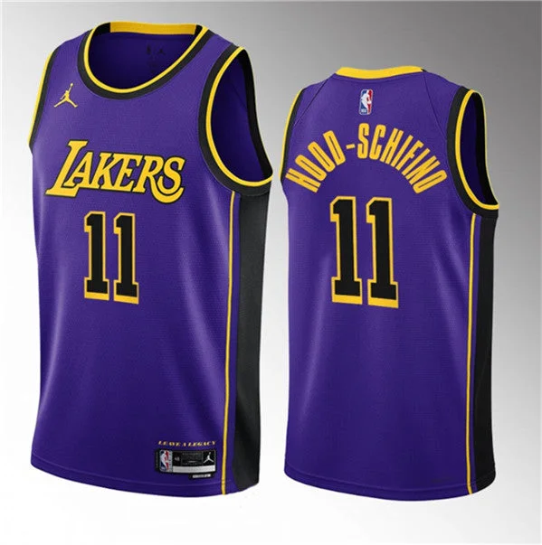 Men's Los Angeles Lakers #11 Jalen Hood-Schifino Purple 2023 Draft Statement Edition Stitched Basketball Basketball Jersey