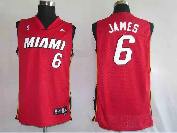 Heat 6 LeBron James Red Fans Edition Basketball Jerseys