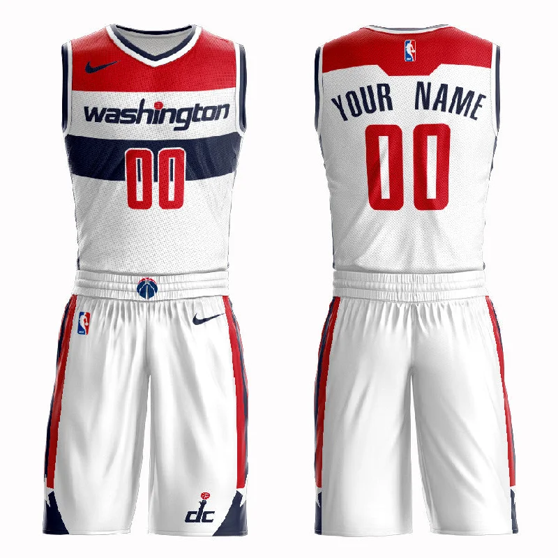 Wizards White Men's Customized Swingman Basketball Jersey(With Shorts)