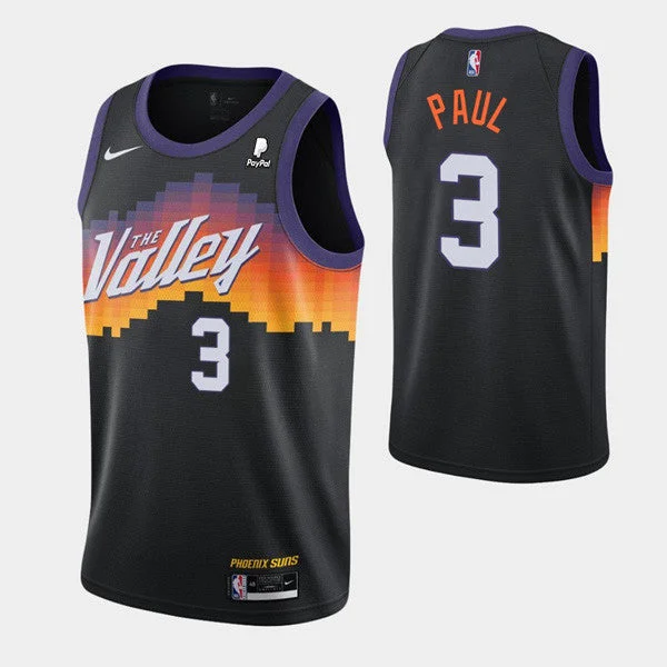 Men's Phoenix Suns #3 Chris Paul Black City Edition New Uniform 2020-21 Stitched Basketball Jersey