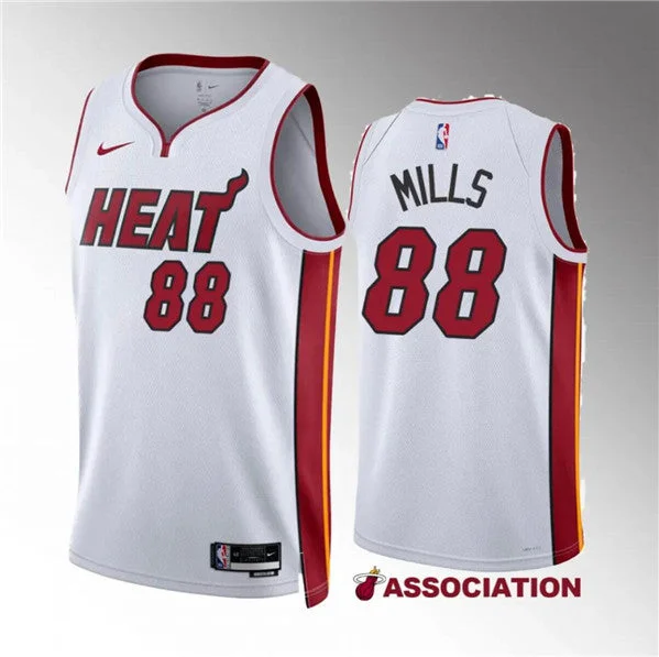 Men's Miami Heat #88 Patrick Mills White Association Edition Stitched Basketball Basketball Jersey