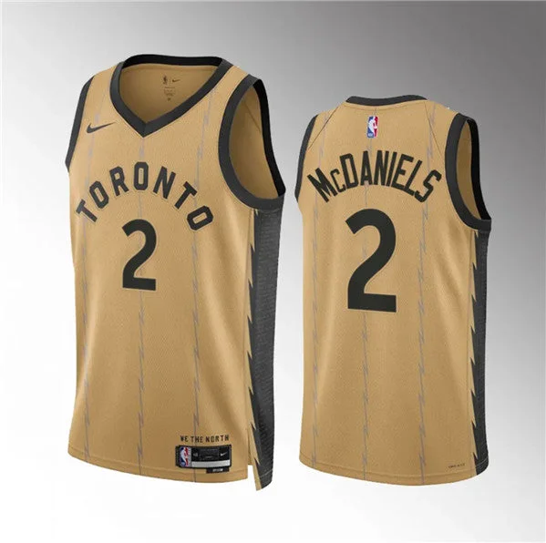 Men's Toronto Raptors #2 Jalen McDaniels Gold 2023/24 City Edition Stitched Basketball Basketball Jersey