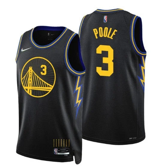 Men's Golden State Warriors #3 Jordan Poole 75th Anniversary Black Stitched Basketball Basketball Jersey