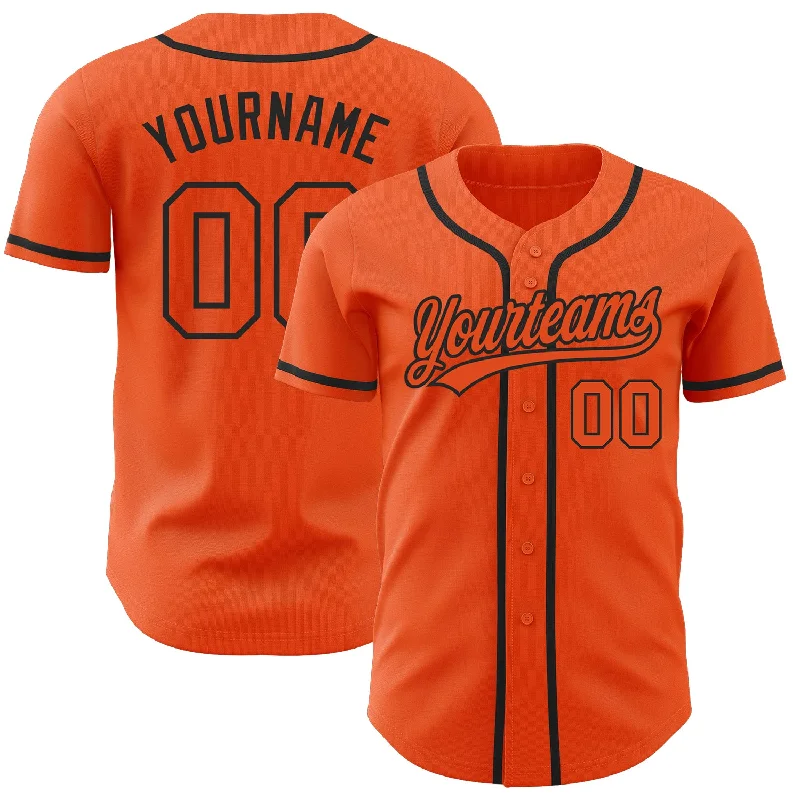 Custom Orange Orange-Black Authentic Baseball Jersey