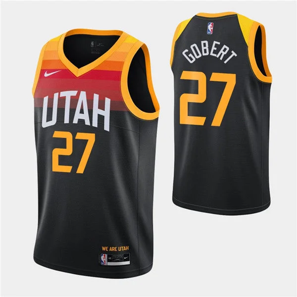 Men's Utah Jazz #27 Rudy Gobert Black City Swingman 2020-21 Stitched Basketball Jersey