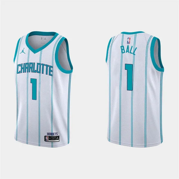 Men's Charlotte Hornets #1 LaMelo Ball 2022-23 White Association Edition Stitched Basketball Basketball Jersey