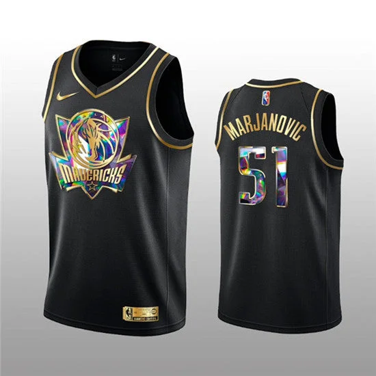 Men's Dallas Mavericks #51 Boban Marjanovic 2021/22 Black Golden Edition 75th Anniversary Diamond Logo Stitched Basketball Basketball Jersey