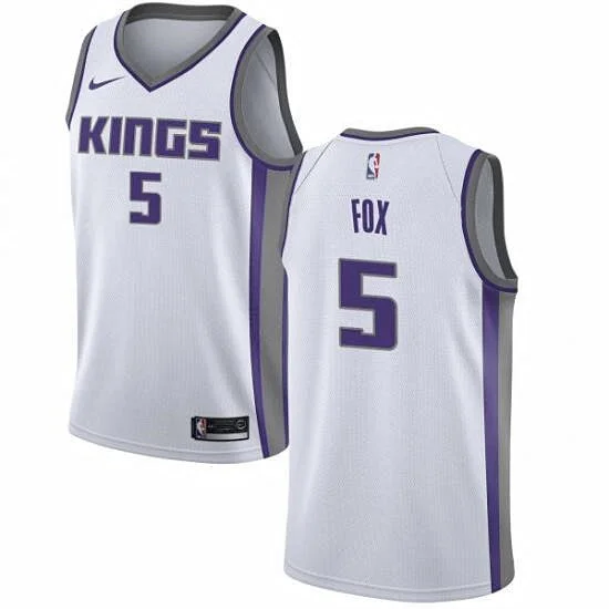 Men's Sacramento Kings #5 De'Aaron Fox White Stitched Basketball Jersey