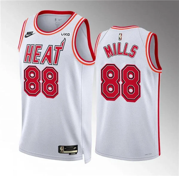 Men's Miami Heat #88 Patrick Mills White Classic Edition Stitched Basketball Basketball Jersey