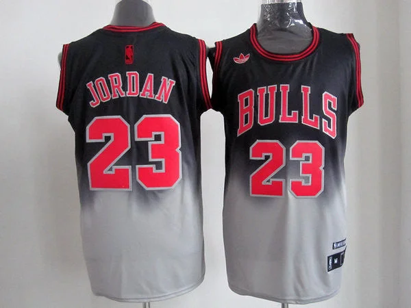 Bulls 23 Jordan Black&Grey Basketball Jerseys