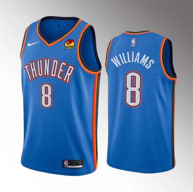 Men's Oklahoma City Thunder #8 Jalen Williams Blue Icon Edition Stitched Basketball Basketball Jersey