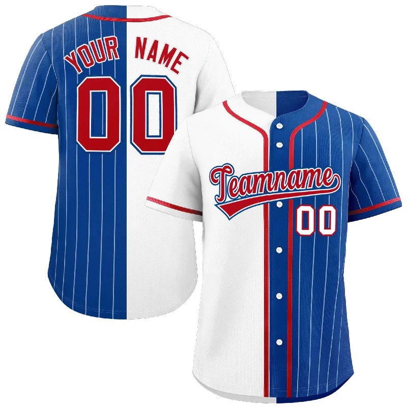 Custom White Royal Stripe-Solid Combo Fashion Authentic Baseball Jersey