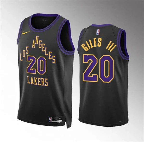 Men's Los Angeles Lakers #20 Harry Giles Iii Black 2023/24 City Edition Stitched Basketball Basketball Jersey