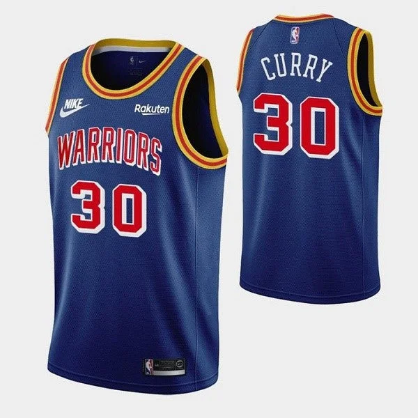 Men's Golden State Warriors #30 Stephen Curry 75th Anniversary Blue Stitched Basketball Basketball Jersey