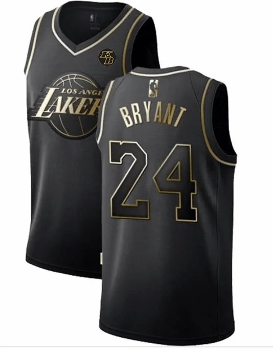 Men's Los Angeles Lakers Black Golden #24 Kobe Bryant Edition Stitched Basketball Jersey